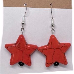 Howlite orange star earrings handmade